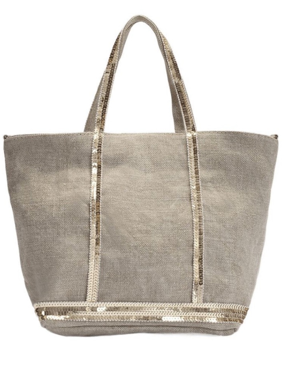 Vanessa Bruno Gray Canvas Tote with sequin trim